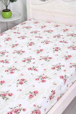 Простыня на резинке бязь ГОСТ Гобелен белый